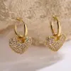 Wholesale 1 Pair Simple Style Commute Heart Shape Plating Inlay Copper Zircon 18k Gold Plated Drop Earrings