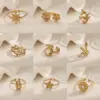Wholesale Vintage Stainless Steel Ring With Zircon Flower Design 18K Vacuum Plated Non-Fading Eight-Pointed Star Ring Elegant Versatile Luxury Simple