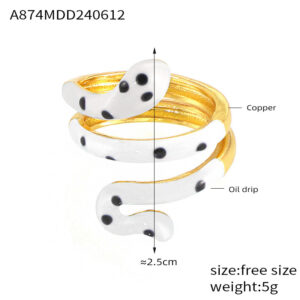 A874-Gold White Drop Oil Ring / No. 7