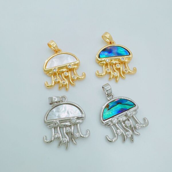 oly-778adacccd83256d5e4cd08b086830ea Wholesale Electroplated copper micro-set zircon seashell jellyfish pendant, Ocean series necklace
