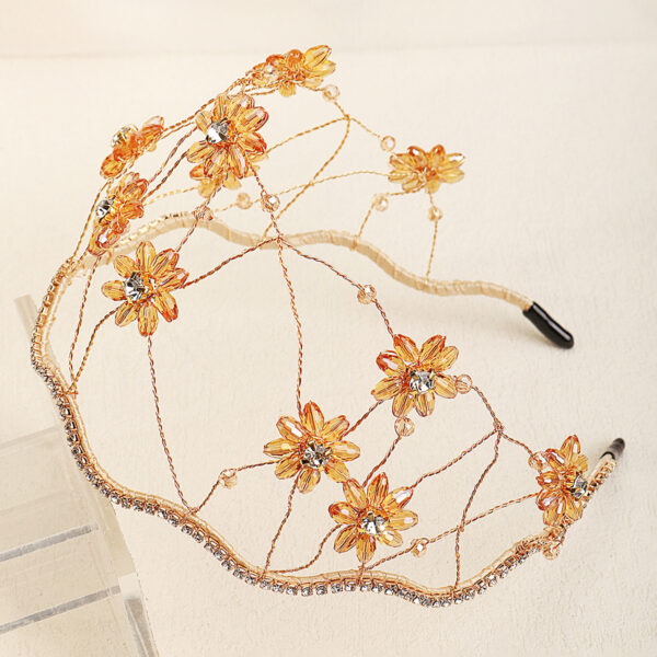 Wholesale Wedding Bridal Headwear Vintage Rhinestone Mesh Headband All-match Pressed Hair Handmade Crystal Flower Headband Women