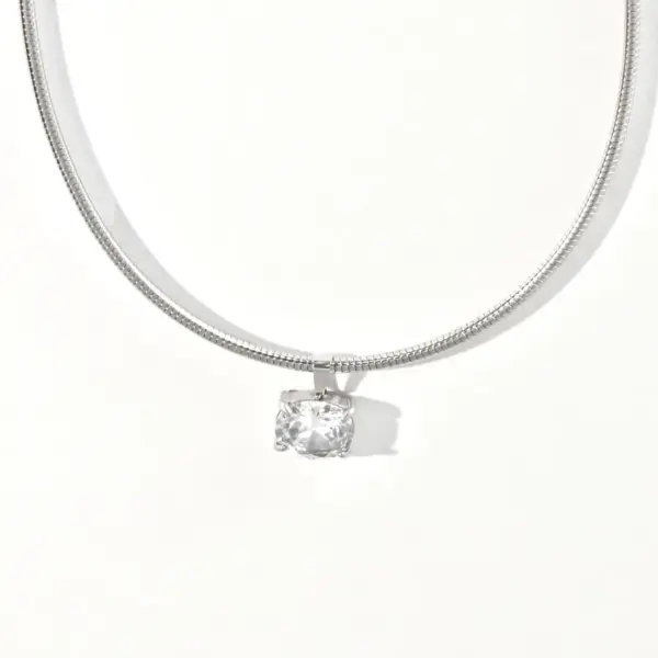 Wholesale Fashion Niche Luxury Diamond-Studded Spring Chain 304 Stainless Steel 18K Gold Plated Necklace