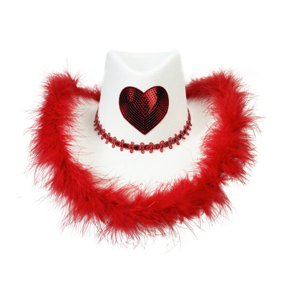 oly-77a0e520a1d045ebea41a3030f6543b1 Wholesale Pink Fur Western Cowboy Hat Valentine's Day Pink Hair Love Cowboy Hat Carnival Love Shaped Hat