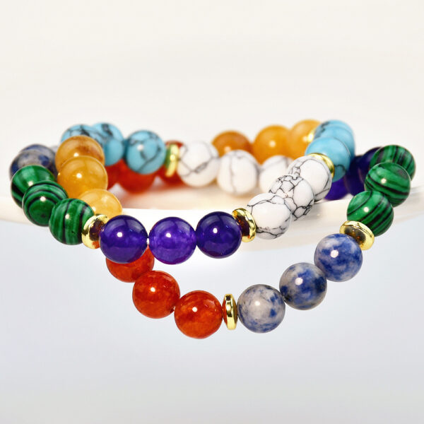 Wholesale Selling Colorful Agate Bracelet for Men and Women 7Chakra Yoga Balance Bohemian Bracelet