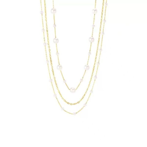 Wholesale 304 Stainless Steel Pearl Necklace, Vintage Jewelry, Multi-layered Wear