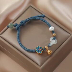 Wholesale Ring buckle imitation Hetian jade safety buckle bracelet niche design woven pearl bracelet Valentine's Day girlfriend gift