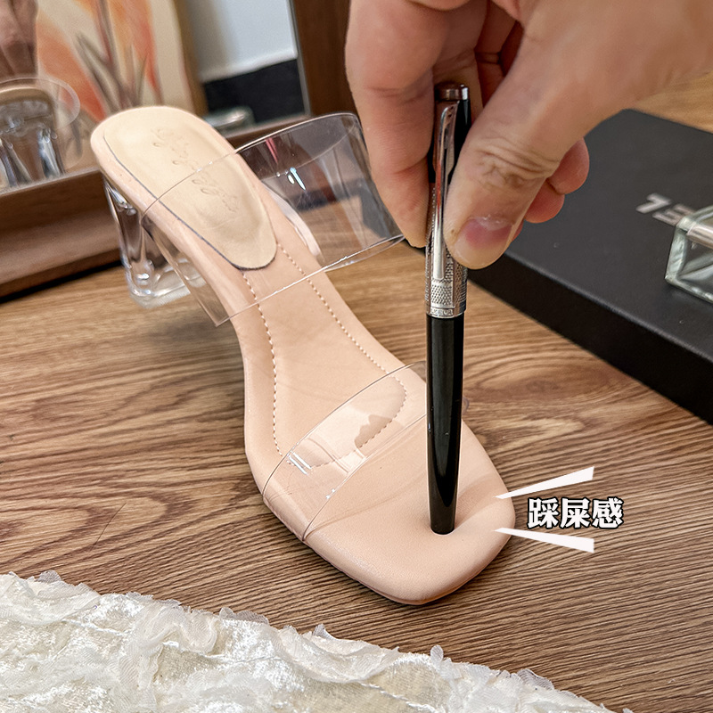 Wholesale Transparent Sandals for Women 2025 Summer New Style Crystal Heel High Heels for Outer Wear Soft Soles for Small People Size 33