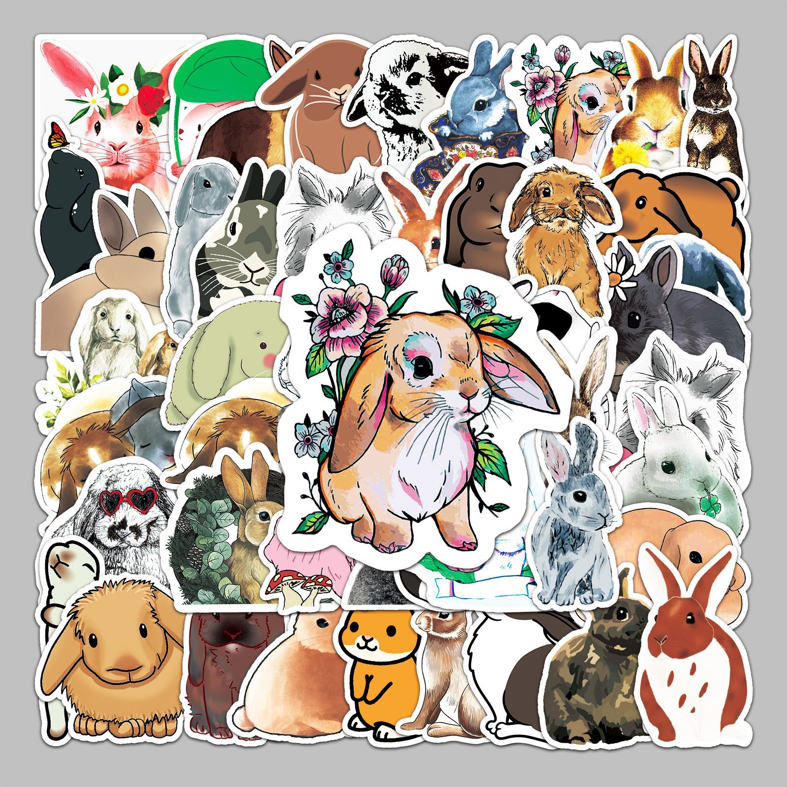 Wholesale 50 sheets Cartoon Rabbit Ins Wind Decorative Graffiti Stickers Luggage Laptop Scooter Car Stickers