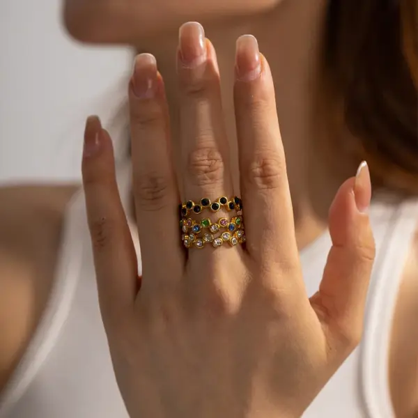 Wholesale PVD Coated Real Gold Plated C Shape 304 Stainless Steel IG Style Waterproof Non Tarnish Open Rings