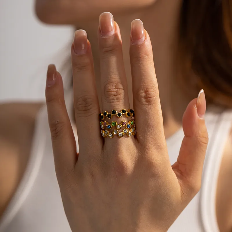 Wholesale PVD Coated Real Gold Plated C Shape 304 Stainless Steel IG Style Waterproof Non Tarnish Open Rings