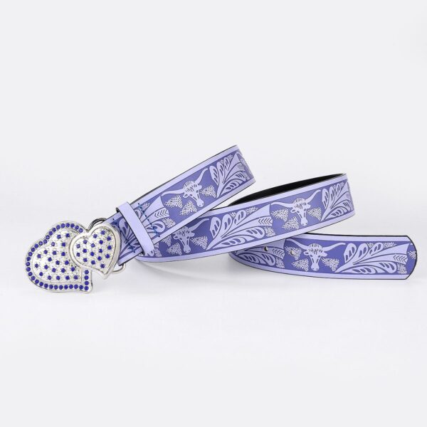 oly-7802a71fa65a3ed6d213dc055eed13c0 Wholesale Double Heart Belt Sapphire Pattern Metal Buckle pu Belt Women's Personalized Jeans Trendy Waist Closure Belt