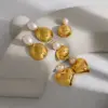 Wholesale Ion Plating (IP) 18K Gold Real Gold Plated Round Water Droplets Heart Shape 304 Stainless Steel Retro Vacation Simple Style Waterproof Non Tarnish Drop Earrings