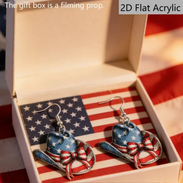 oly-780d28505c47372947160a5dd5e4a5cf Wholesale Retro White & Red Print Bow Tie Drop Earrings For Women With 304 Stainless Steel Ear Pins
