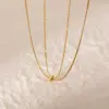 Wholesale Adjustable Double Layer Titanium Steel Necklace Vacuum Gold Plated Line Clavicle Chain Buckle Ring