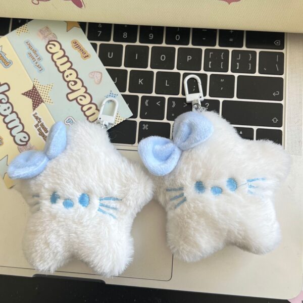 oly-784ef98500f3197c8fdb0fb342638f4e Wholesale Cute Large Plush Cat Five-pointed Star Keychain Girl's Heart Milk Hoo All-match Schoolbag Pendant Girlfriend Gift