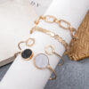 Wholesale fashion bracelet creative retro embedded marble geometric thick chain bracelet suit 4-piece set
