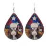 Wholesale Fun Design Wooden Animal Earrings Patriotic Farm Pig Dog Cow Wooden Studs Unique Style Jewelry Accessories