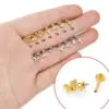 Wholesale Unisex Rotatable Cross Stud Earrings In 316L Stainless Steel With 18K Real Gold PVD Coating And Zircon Inlay