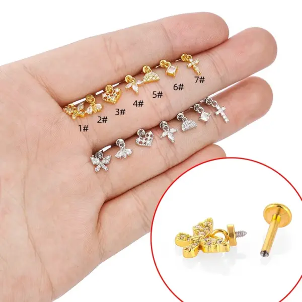 Wholesale Unisex Rotatable Cross Stud Earrings In 316L Stainless Steel With 18K Real Gold PVD Coating And Zircon Inlay