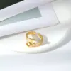 Wholesale Adjustable Size Open Moon Ring Fashion Retro Gold Surface Cute Style Geometry Pattern Copper Material Unisex Birthday Gift Daily Accessory For All Seasons
