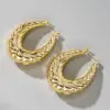 Wholesale Three-dimensional Geometric Earrings For Women In Copper With KC Golden Water Plating And 0.03µm Thick Coating