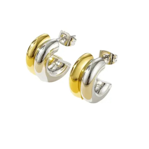 Wholesale 1 Pair Basic Simple Style C Shape Plating 304 Stainless Steel Ear Studs