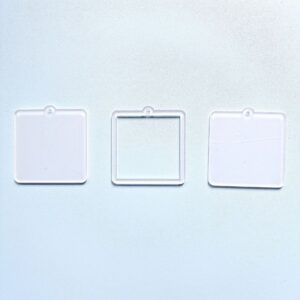 Transparent square 6.5cm - homemade shaker (1 set is 3 pieces without glue)
