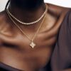 Wholesale Women's Accessible Luxury Lucky Clover Necklace 14K Gold-Plated Square Zircon Clavicle Chain Mother's Day Pendant