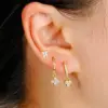 oly-789ed9d25c0a678b576a948edfe00d29 Wholesale Fashionable Simple Diamond Embedded Four Leaf Triangle Earrings Style Three Piece Set Women's Jewelry