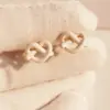 Wholesale 1 Pair Elegant Simple Style Commute Geometric Heart Shape Lines Enamel Inlay Brass Enamel 24K Gold Plated Ear Studs