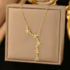 Wholesale Flowers Inlay Necklace For Women With 18K Real Gold Plated Copper And Artificial Rhinestones, Featuring Water Plating And Cable Chain