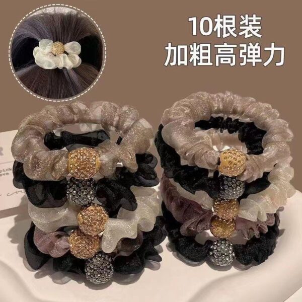 Wholesale leopard hair rope hair ring hisense rhinestone large intestine ring light luxury hair rope hair band women’s hair accessories