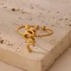 Wholesale PVD Coated Real Gold Plated Snake 304 Stainless Steel Hip-Hop Exaggerated Waterproof Non Tarnish Open Rings