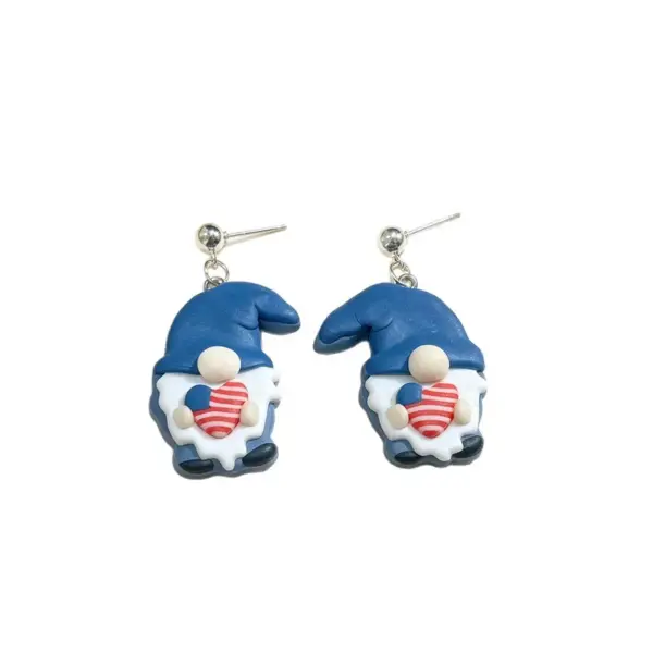 Wholesale Asymmetrical National Flag Earrings For Women In White Soft Clay With Platinum Plated And 302 Stainless Steel Ear Pins