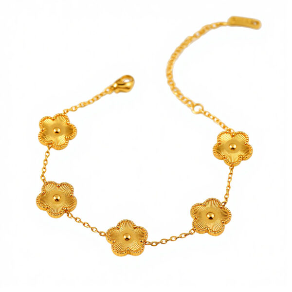 oly-78b9aed88202dd53e90eb638f55ea018 Wholesale Stainless steel titanium steel five-flower pattern bracelet with laser stainless steel flowers