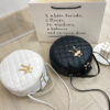 Wholesale Small round handbag, quilted bag, embroidered mini bag