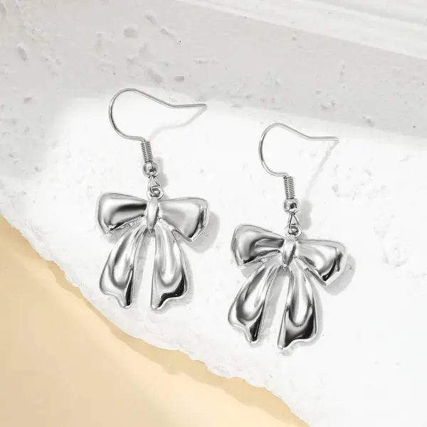 Wholesale Gold Gold-Plated Bowknot Women's Earrings 1 Pair French Art Fashion Accessories Suitable For Women Suitable For Holiday Banquets