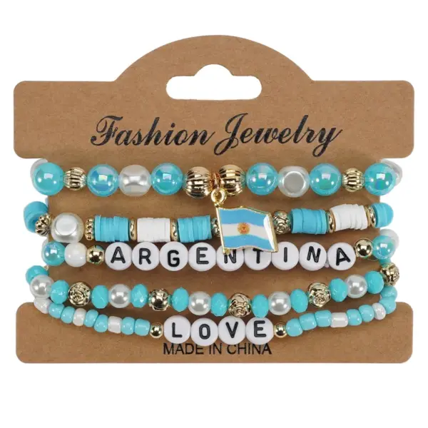 oly-78c8a8829cca4161fd196cef8f57a4b6 Wholesale Unisex National Flag Beaded Glass Bracelets In Bohemian Style