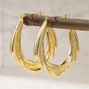 Wholesale Three-dimensional Geometric Earrings For Women In Copper With KC Golden Water Plating And 0.03µm Thickness