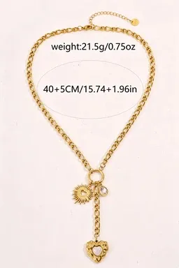 Wholesale Heart Shape Necklace For Women, Waterproof 304 Stainless Steel With 18K Gold Plated Finish, Zircon Inlay, Box Chain