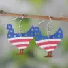 Wholesale 1 Pair Retro National Flag Chicken Wood Drop Earrings