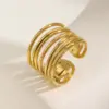 Wholesale PVD Coated Real Gold Plated 18K Gold Geometric 201 Stainless Steel Vintage Style Simple Style Classic Style Waterproof Non Tarnish Rings