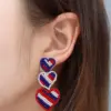Wholesale Handmade Heart Shape Seed Bead Earrings With Rhinestones For Women, Drop Earrings Perfect For Independence Day