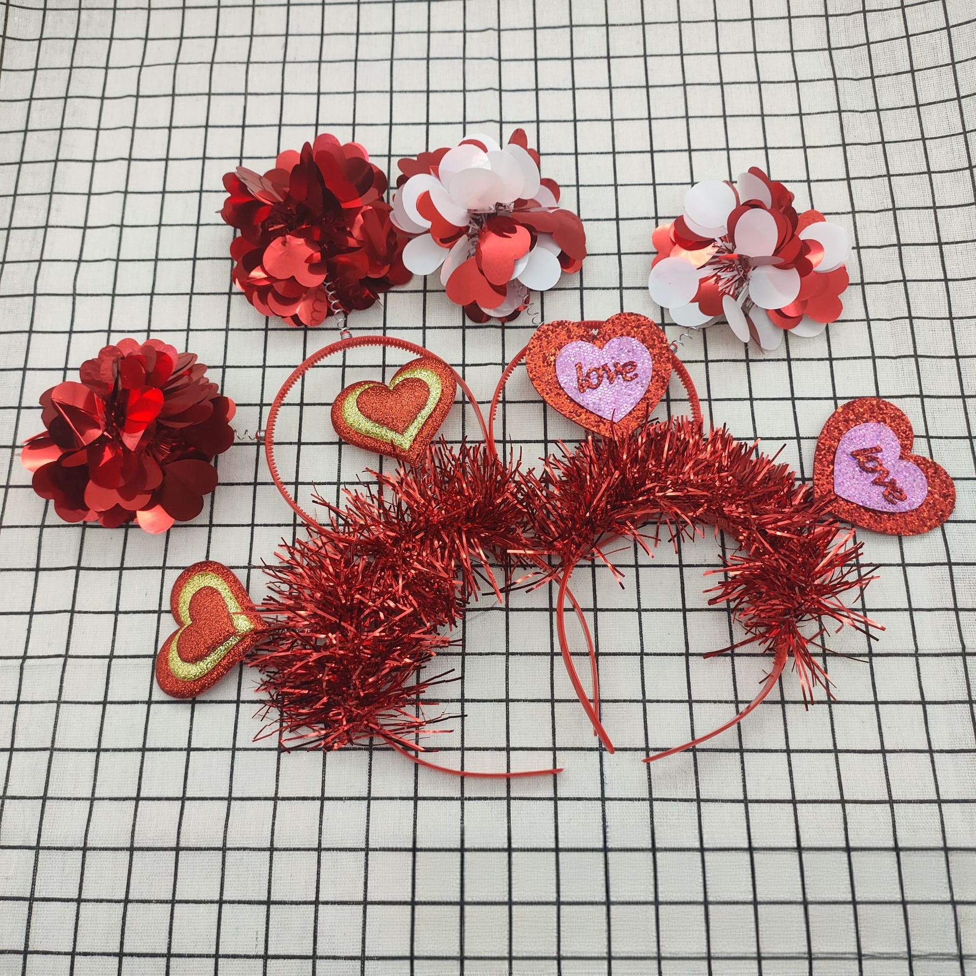Wholesale New love valentine's day hairband creative sequins dance valentine's day hair accessories bachelor party photo decoration headband