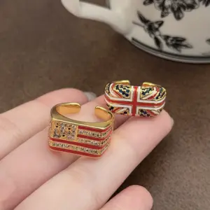 oly-78ff60c1cf7da80a8f603d4eb0be7d81 Wholesale Vintage Checkered Enamel Zircon British Flag Open Ring Stackable Ring Women's Street Fashion Jewelry