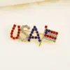 Wholesale Fashionable Alloy Diamond Embedded Heart Shaped Lapel Pins Women's Clothing Accessories USA Flag Letter Brooch Pin Trendy Geometric Pattern