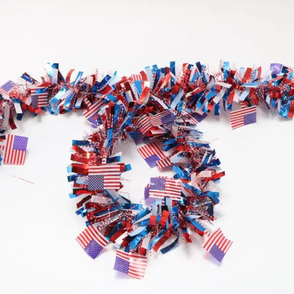 Wholesale Flag Bunting Colorful Strips Festival Atmosphere Supplies Independence Day Bunting Ribbon Festival Decoration Plastic Material