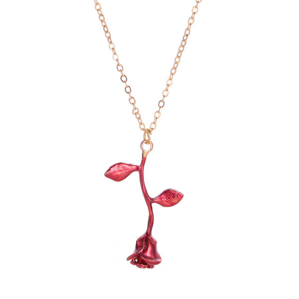 Wholesale Romantic Valentine's Day Rose Necklace Stereo Flower Pendant Collarbone Chain Gift for Girlfriend
