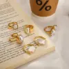 Wholesale Style Stainless Steel Acrylic Pearl Ring Niche High-end Feel Non-fading Jewelry Stainless Steel Accessories Rings