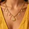oly-792c7d2275e648ff7b39ef2dff65ed75 Wholesale Sun Necklace For Women, Waterproof Non Tarnish 304 Stainless Steel With 18K Real Gold Plated And Zircon Inlay, Electroplated